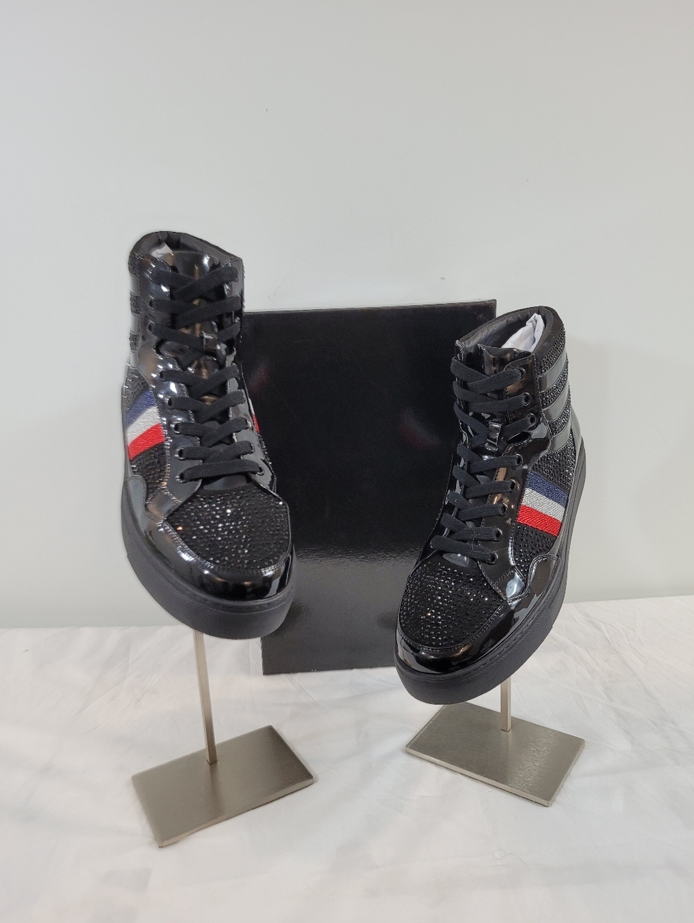 Rhinestones Men's Fashion Sneakers Size 9.5 Black &Blue  Sneaker Ball $225